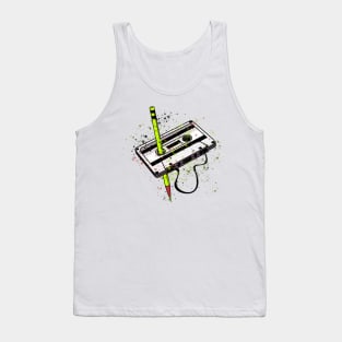 rewind cassette tape splash art style Tank Top